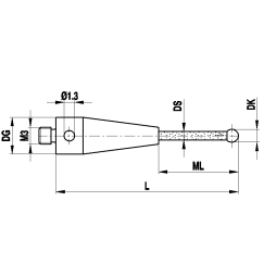 M3 рубиновый шарик Ø6 мм, керамический стержень, L 13 мм, ML 9 мм, для систем ZEISS A-5555-0275